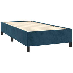 Κρεβάτι Boxspring με Στρώμα Σκούρο Μπλε 100x200 εκ. Βελούδινο - Pakobazaar
