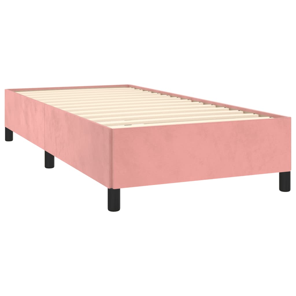 Κρεβάτι Boxspring με Στρώμα Ροζ 100x200 εκ. Βελούδινο