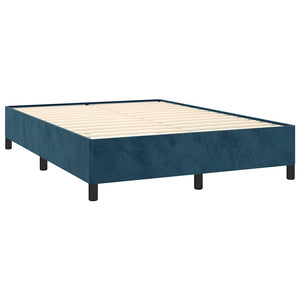 Κρεβάτι Boxspring με Στρώμα Σκούρο Μπλε 140x190 εκ. Βελούδινο - Pakobazaar