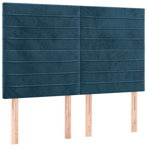 Κρεβάτι Boxspring με Στρώμα Σκούρο Μπλε 140x200 εκ. Βελούδινο - Pakobazaar