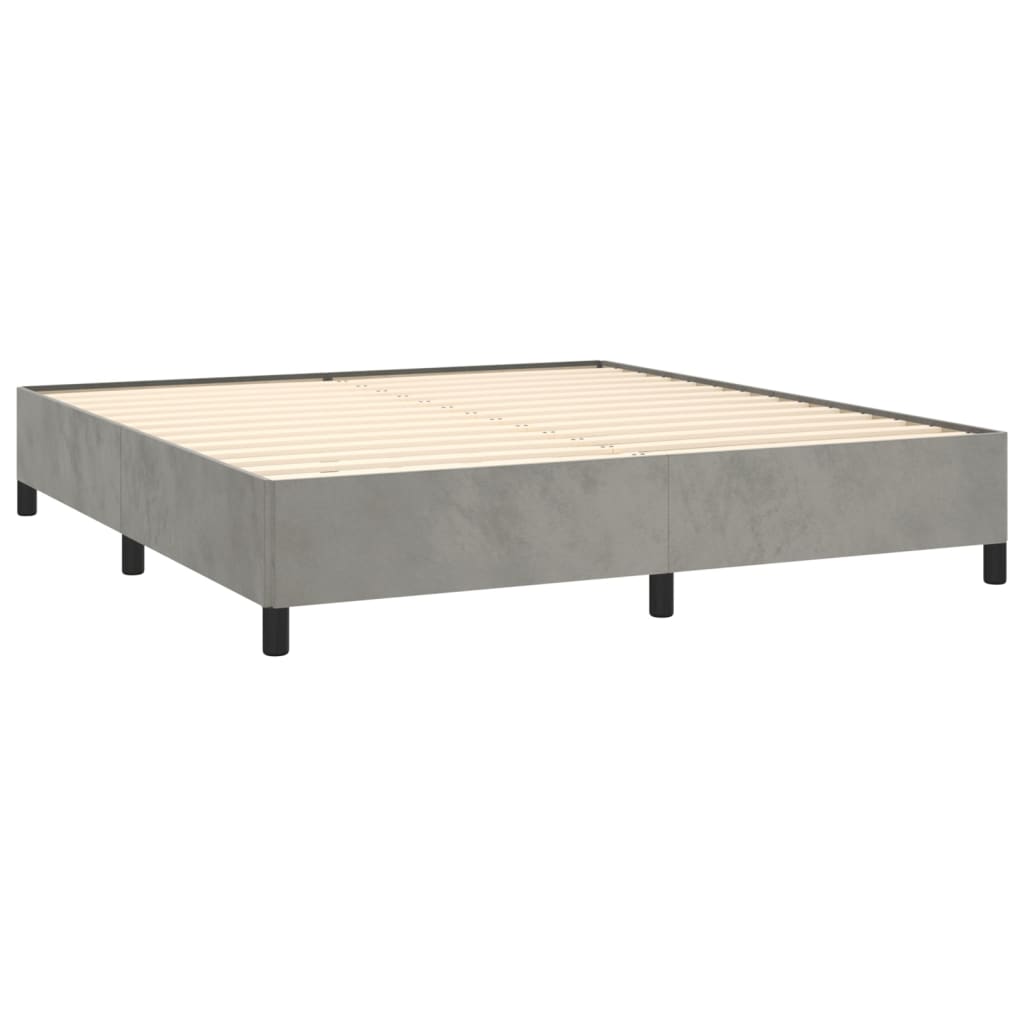 Κρεβάτι Boxspring με Στρώμα Ανοιχτό Γκρι 160x200 εκ. Βελούδινο
