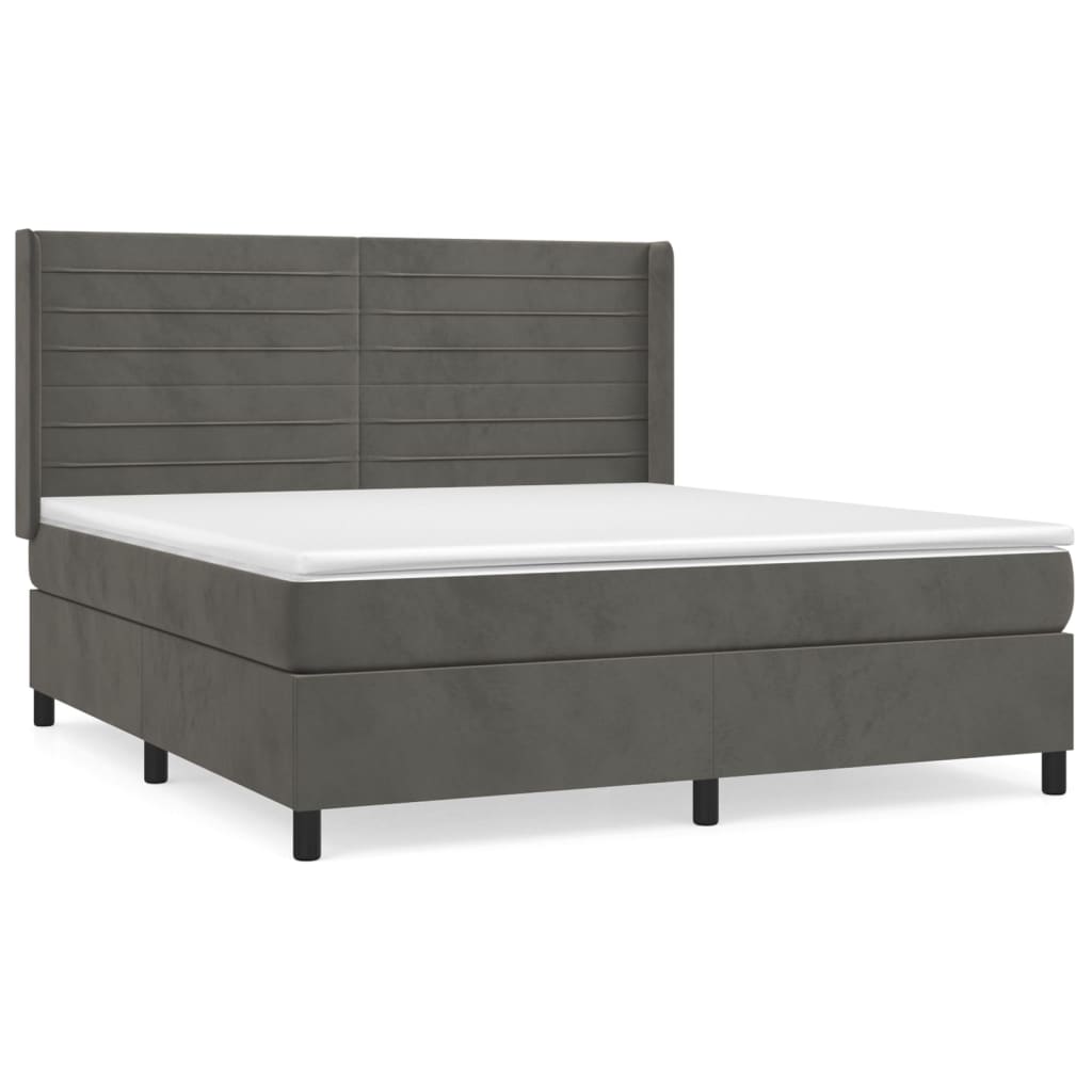 Κρεβάτι Boxspring με Στρώμα Σκούρο Γκρι 160x200 εκ. Βελούδινο