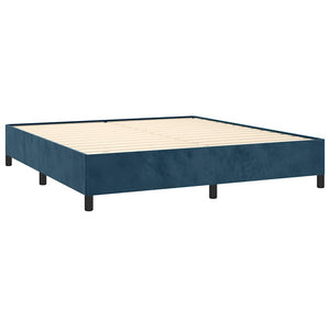 Κρεβάτι Boxspring με Στρώμα Σκούρο Μπλε 160x200 εκ. Βελούδινο - Pakobazaar