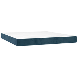 Κρεβάτι Boxspring με Στρώμα Σκούρο Μπλε 160x200 εκ. Βελούδινο - Pakobazaar