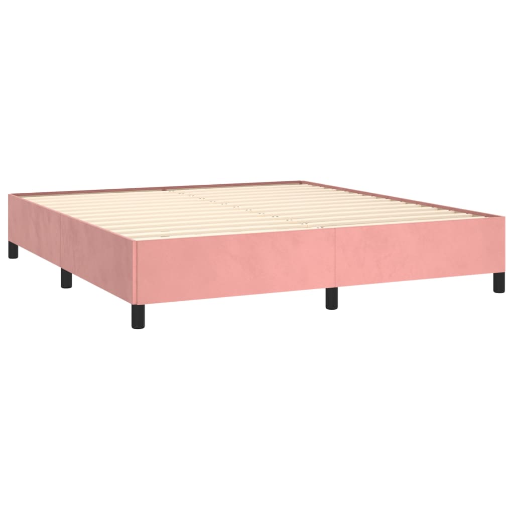 Κρεβάτι Boxspring με Στρώμα Ροζ 160x200 εκ. Βελούδινο