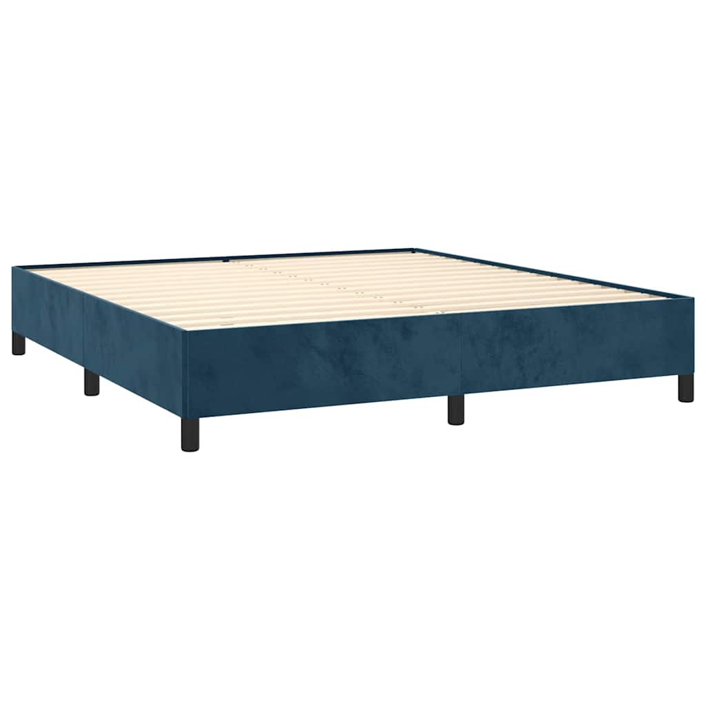 Κρεβάτι Boxspring με Στρώμα Σκούρο Μπλε 180x200 εκ. Βελούδινο - Pakobazaar