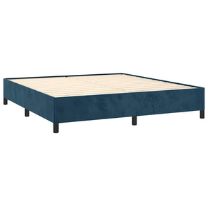 Κρεβάτι Boxspring με Στρώμα Σκούρο Μπλε 180x200 εκ. Βελούδινο