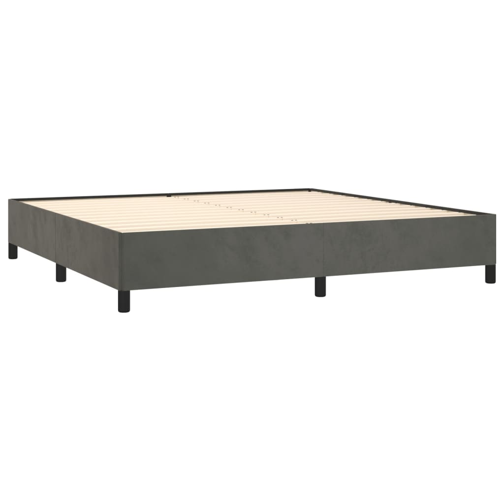 Κρεβάτι Boxspring με Στρώμα Σκούρο Γκρι 200x200 εκ. Βελούδινο