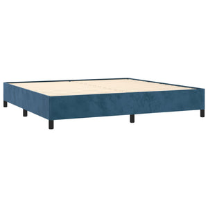 Κρεβάτι Boxspring με Στρώμα Σκούρο Μπλε 200x200 εκ. Βελούδινο - Pakobazaar