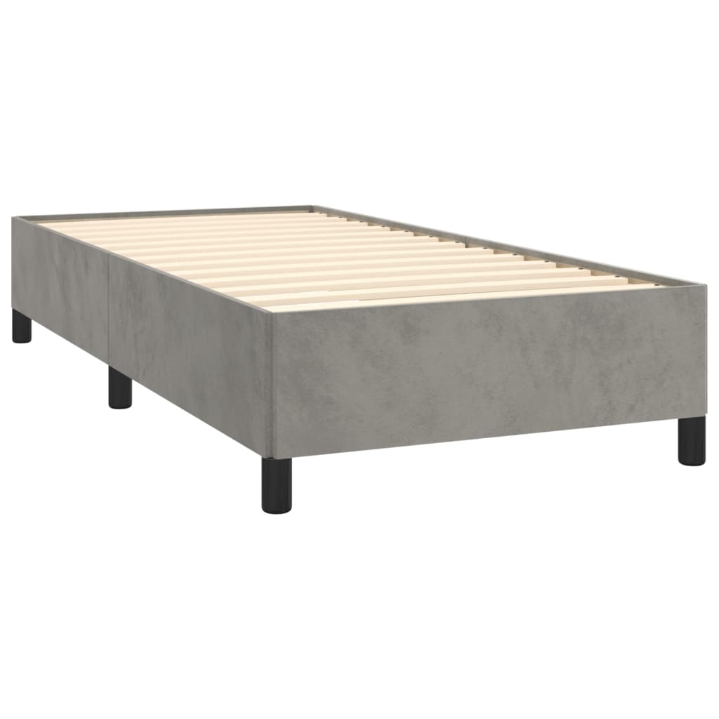 Κρεβάτι Boxspring με Στρώμα Ανοιχτό Γκρι 80x200 εκ. Βελούδινο