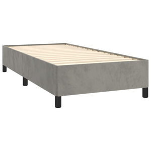 Κρεβάτι Boxspring με Στρώμα Ανοιχτό Γκρι 80x200 εκ. Βελούδινο