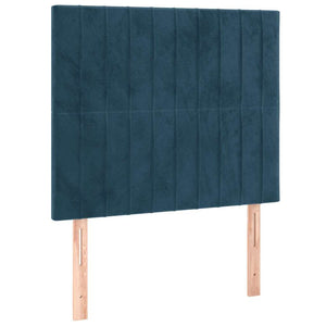 Κρεβάτι Boxspring με Στρώμα Σκούρο Μπλε 80 x 200 εκ. Βελούδινο - Pakobazaar