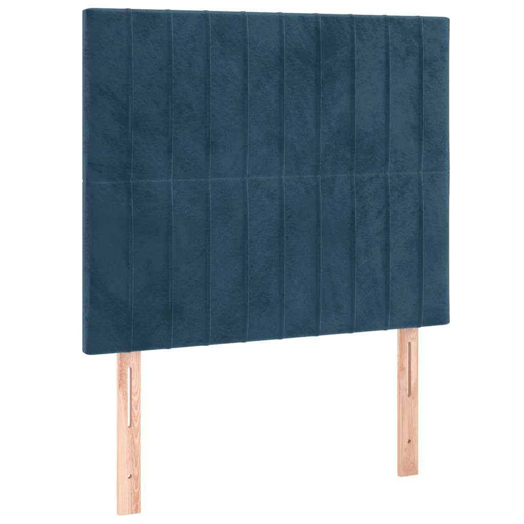 Κρεβάτι Boxspring με Στρώμα Σκούρο Μπλε 90x190 εκ. Βελούδινο - Pakobazaar