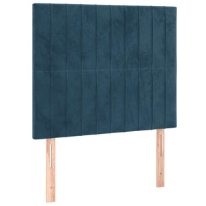 Κρεβάτι Boxspring με Στρώμα Σκούρο Μπλε 90x190 εκ. Βελούδινο - Pakobazaar