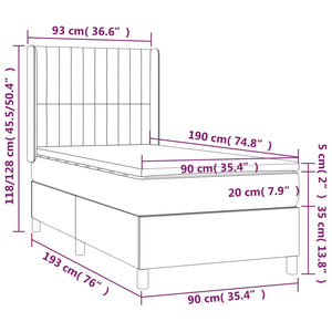 Κρεβάτι Boxspring με Στρώμα Ροζ 90x190 εκ. Βελούδινο