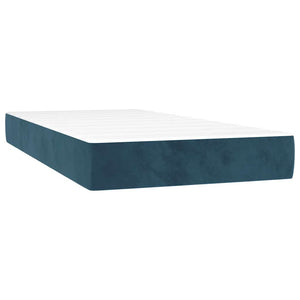 Κρεβάτι Boxspring με Στρώμα Σκούρο Μπλε 90x200 εκ. Βελούδινο - Pakobazaar