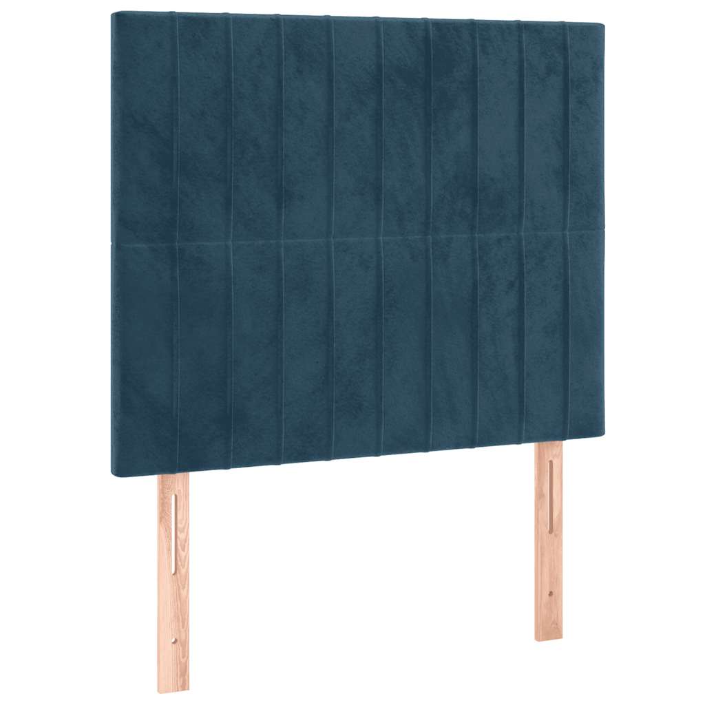 Κρεβάτι Boxspring με Στρώμα Σκούρο Μπλε 90x200 εκ. Βελούδινο - Pakobazaar