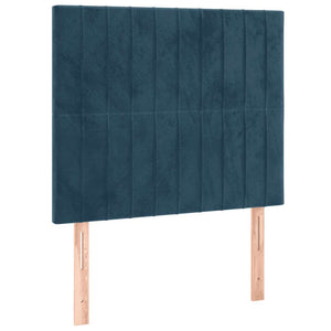 Κρεβάτι Boxspring με Στρώμα Σκούρο Μπλε 90x200 εκ. Βελούδινο - Pakobazaar
