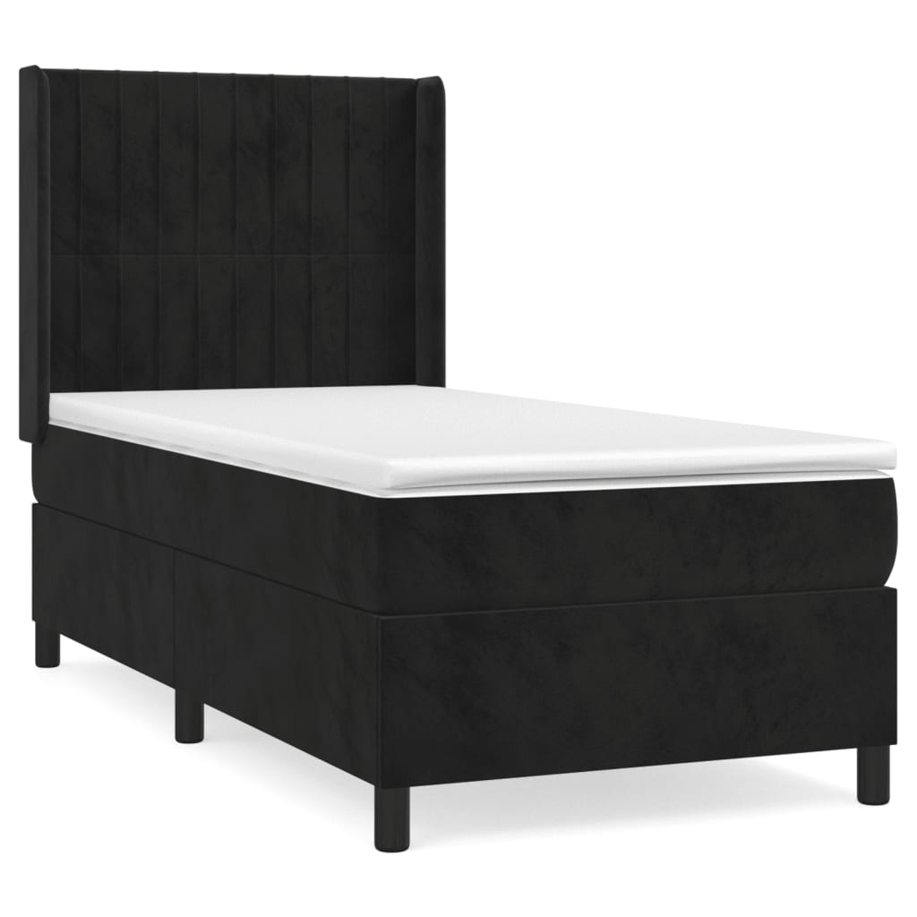 Κρεβάτι Boxspring με Στρώμα Μαύρο 100x200 εκ. Βελούδινο - Pakobazaar