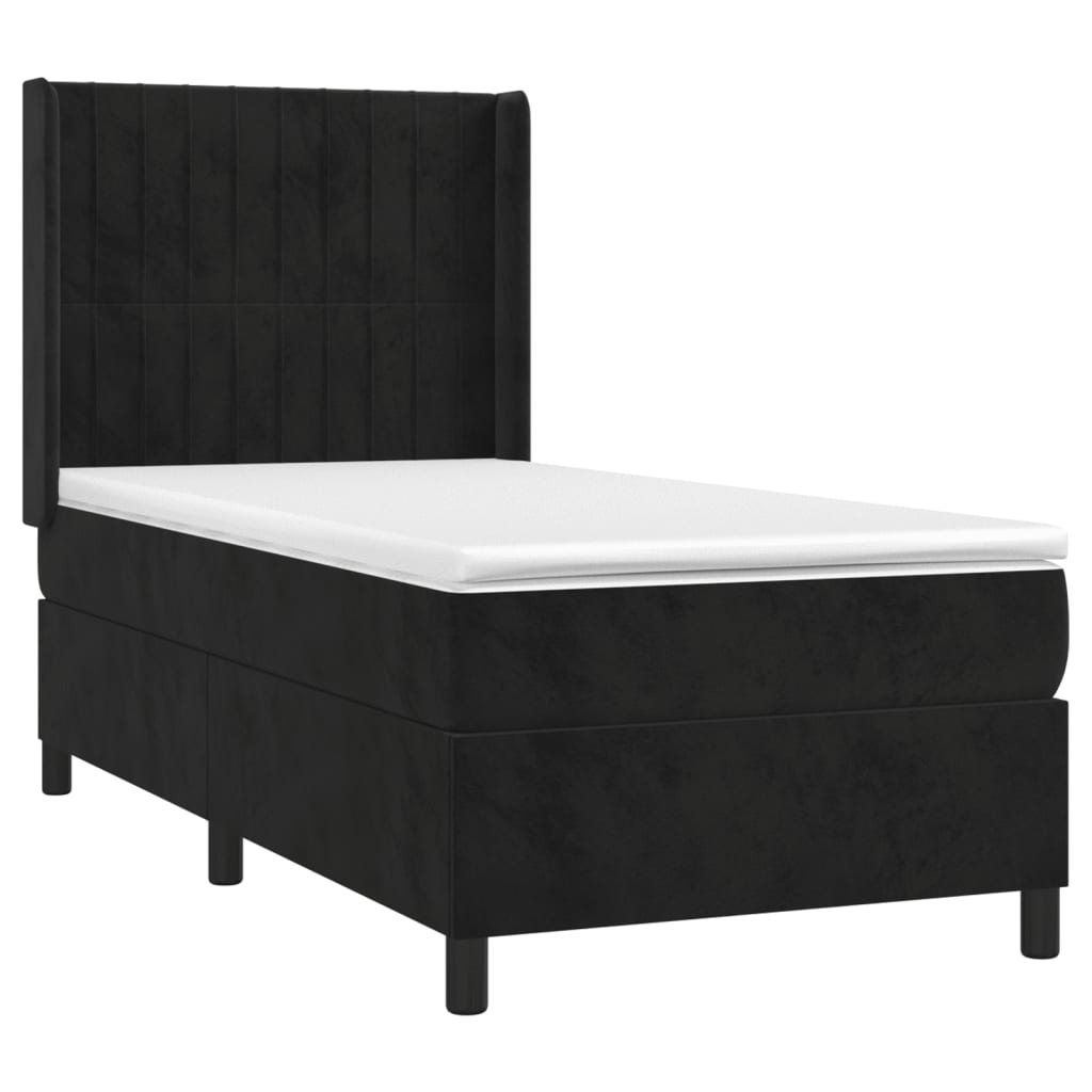 Κρεβάτι Boxspring με Στρώμα Μαύρο 100x200 εκ. Βελούδινο - Pakobazaar
