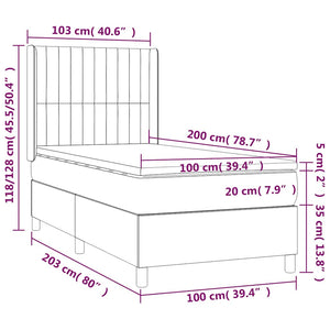 Κρεβάτι Boxspring με Στρώμα Σκούρο Πράσινο 100x200εκ. Βελούδινο - Pakobazaar