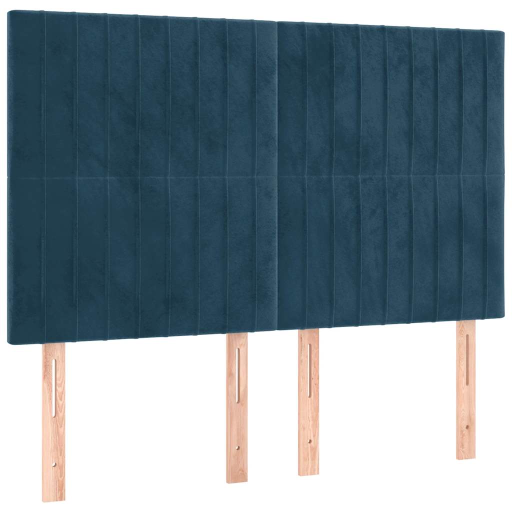 Κρεβάτι Boxspring με Στρώμα Σκούρο Μπλε 140x200 εκ. Βελούδινο - Pakobazaar