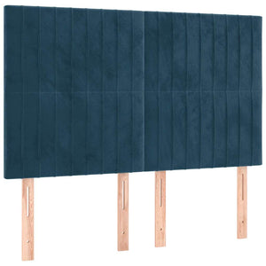 Κρεβάτι Boxspring με Στρώμα Σκούρο Μπλε 140x200 εκ. Βελούδινο - Pakobazaar