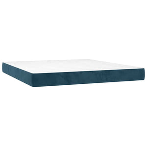 Κρεβάτι Boxspring με Στρώμα Σκούρο Μπλε 160x200 εκ. Βελούδινο - Pakobazaar