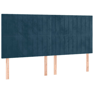 Κρεβάτι Boxspring με Στρώμα Σκούρο Μπλε 160x200 εκ. Βελούδινο - Pakobazaar