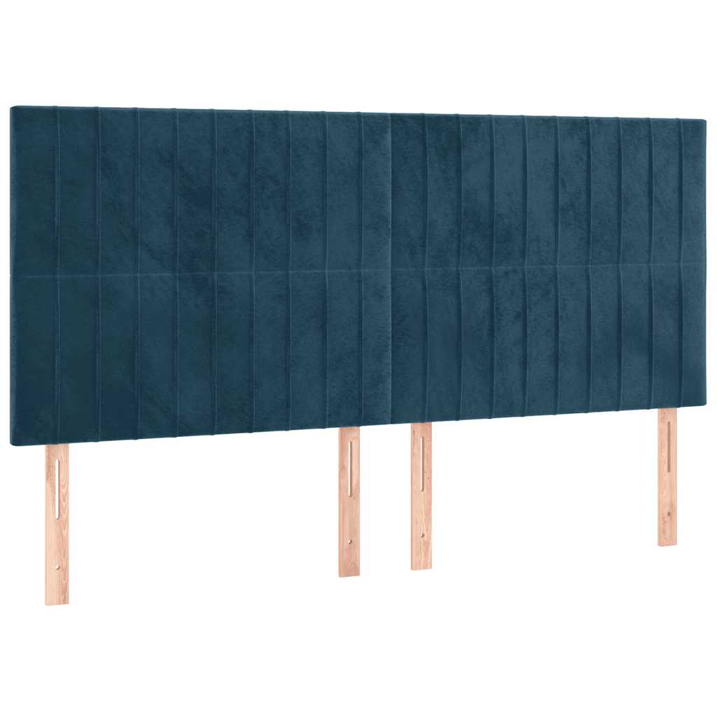 Κρεβάτι Boxspring με Στρώμα Σκούρο Μπλε 180x200 εκ. Βελούδινο - Pakobazaar