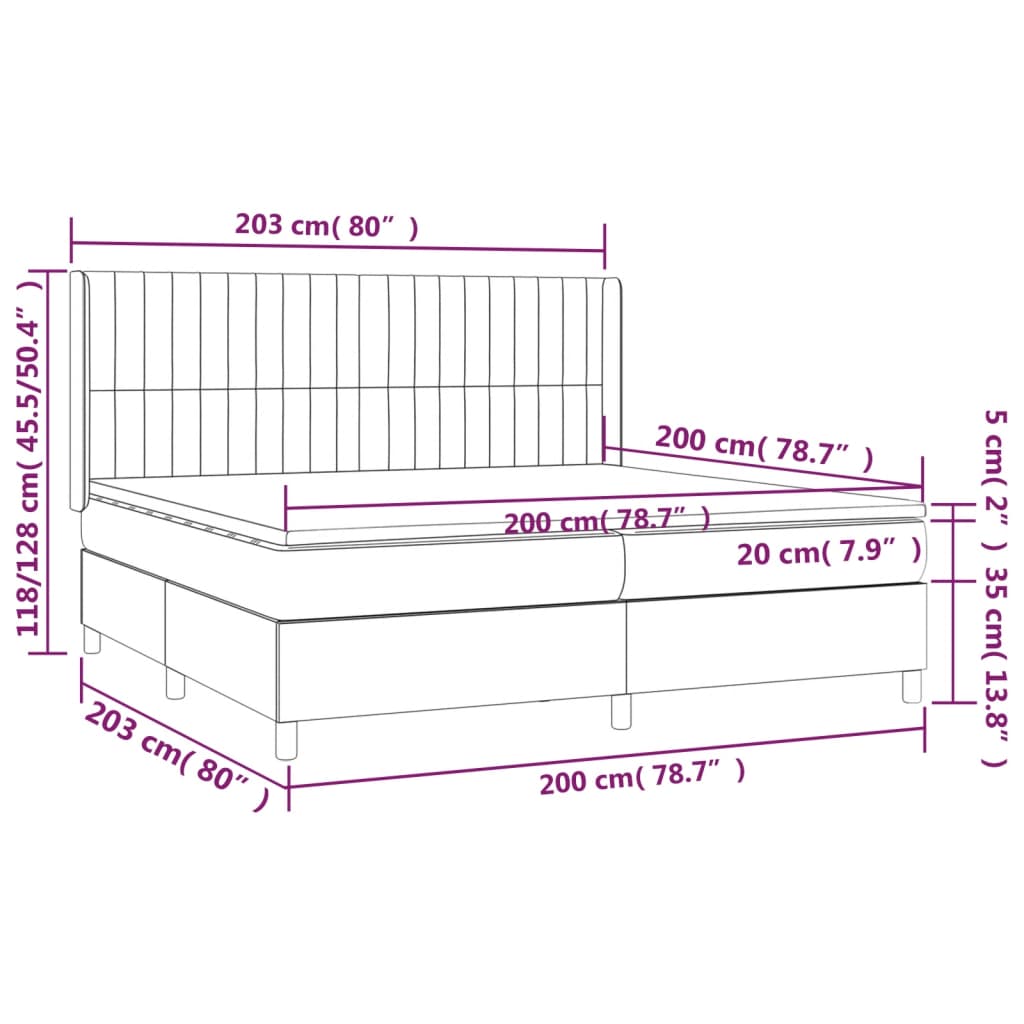 Κρεβάτι Boxspring με Στρώμα Μαύρο 200x200 εκ. Βελούδινο - Pakobazaar
