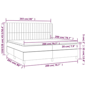 Κρεβάτι Boxspring με Στρώμα Μαύρο 200x200 εκ. Βελούδινο - Pakobazaar