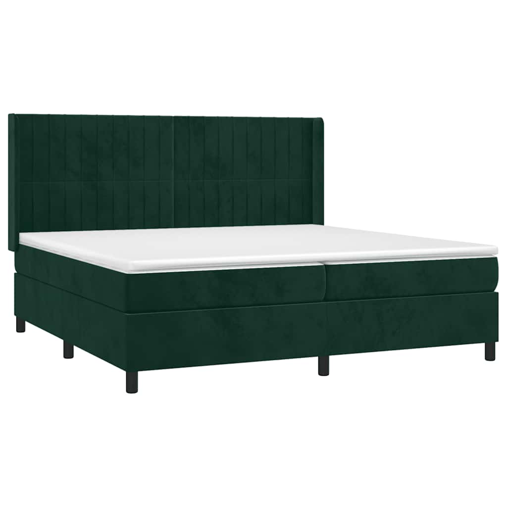 Κρεβάτι Boxspring με Στρώμα Σκούρο Πράσινο 200x200εκ. Βελούδινο - Pakobazaar