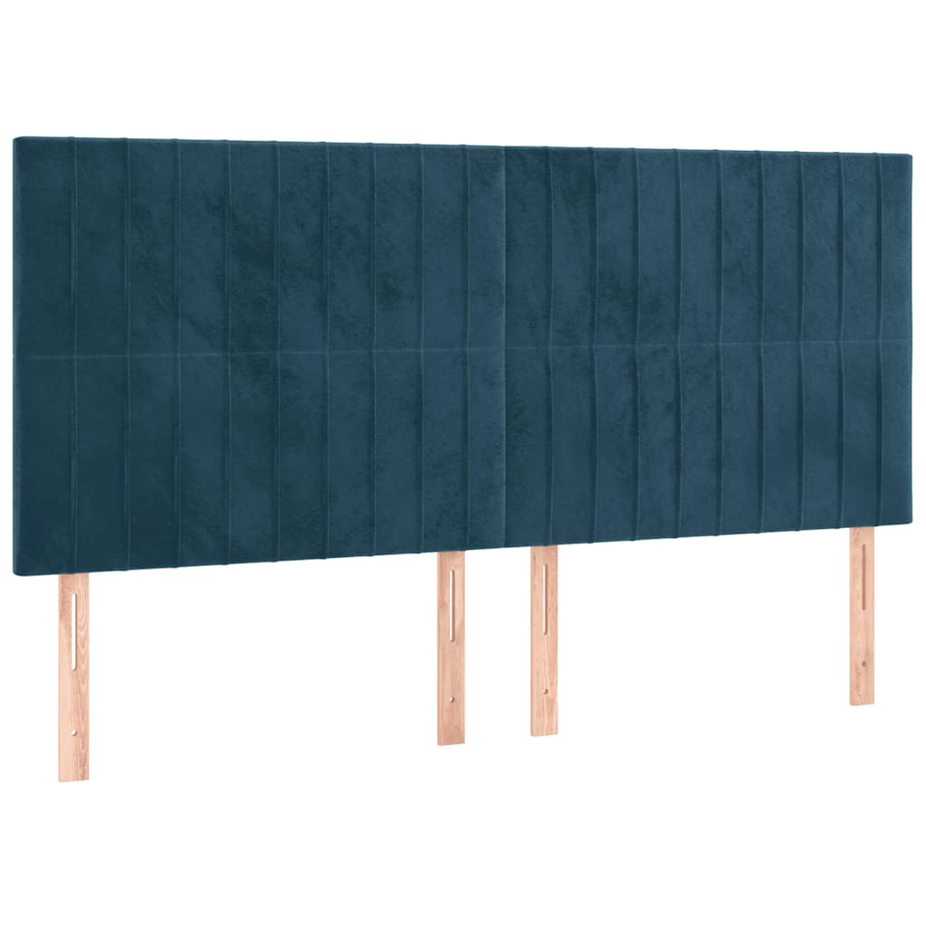 Κρεβάτι Boxspring με Στρώμα Σκούρο Μπλε 200x200 εκ. Βελούδινο - Pakobazaar