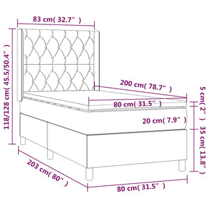 Κρεβάτι Boxspring με Στρώμα Σκούρο Μπλε 80 x 200 εκ. Βελούδινο - Pakobazaar