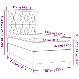 Κρεβάτι Boxspring με Στρώμα Σκούρο Πράσινο 90x190 εκ. Βελούδινο - Pakobazaar