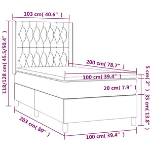 Κρεβάτι Boxspring με Στρώμα Σκούρο Πράσινο 100x200εκ. Βελούδινο - Pakobazaar
