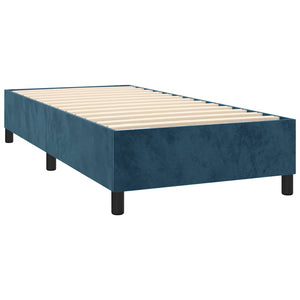 Κρεβάτι Boxspring με Στρώμα Σκούρο Μπλε 100x200 εκ. Βελούδινο - Pakobazaar