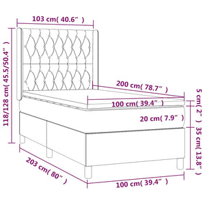Κρεβάτι Boxspring με Στρώμα Σκούρο Μπλε 100x200 εκ. Βελούδινο - Pakobazaar