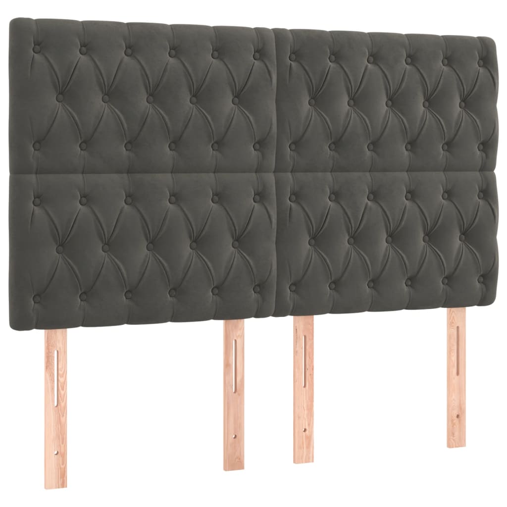 Κρεβάτι Boxspring με Στρώμα Σκούρο Γκρι 140x190 εκ. Βελούδινο