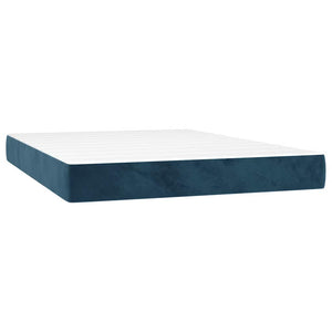 Κρεβάτι Boxspring με Στρώμα Σκούρο Μπλε 140x190 εκ. Βελούδινο - Pakobazaar
