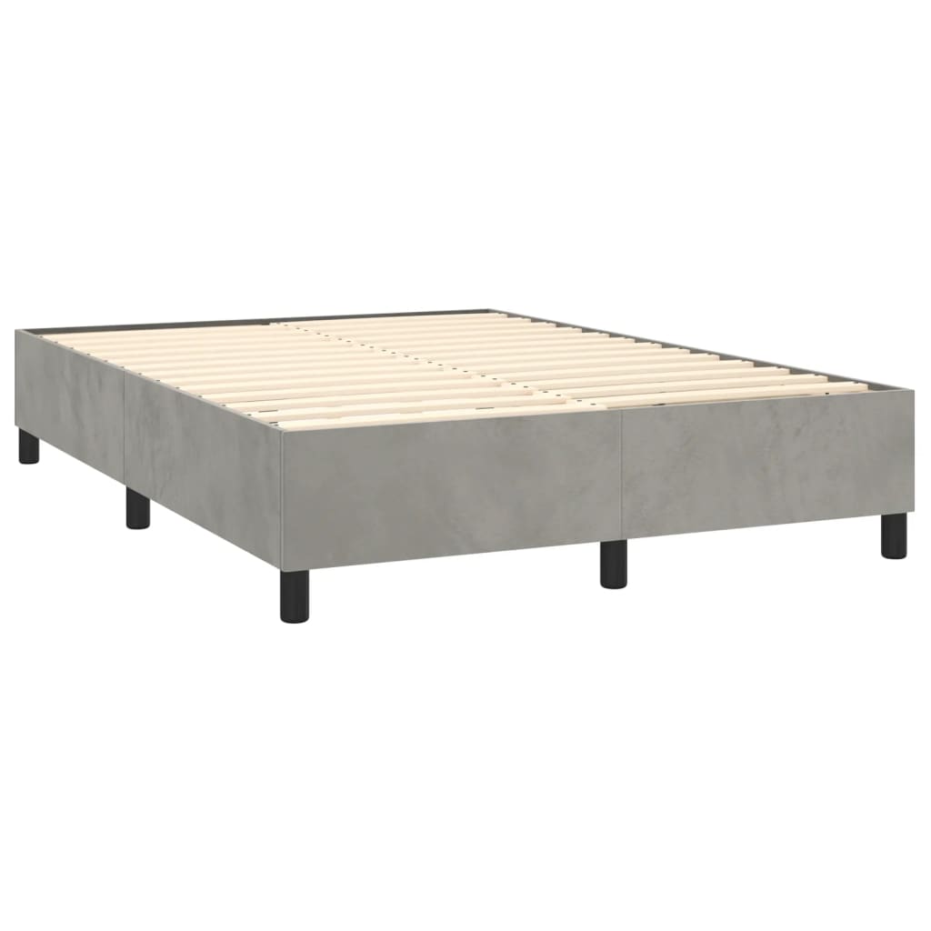 Κρεβάτι Boxspring με Στρώμα Ανοιχτό Γκρι 140x200 εκ. Βελούδινο