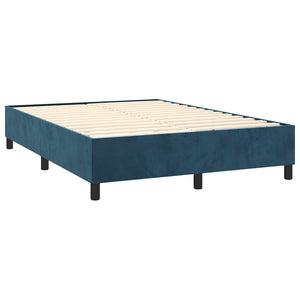 Κρεβάτι Boxspring με Στρώμα Σκούρο Μπλε 140x200 εκ. Βελούδινο - Pakobazaar