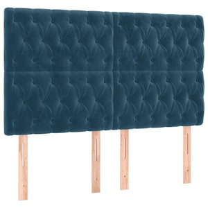 Κρεβάτι Boxspring με Στρώμα Σκούρο Μπλε 140x200 εκ. Βελούδινο - Pakobazaar