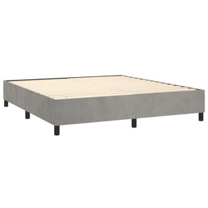 Κρεβάτι Boxspring με Στρώμα Ανοιχτό Γκρι 160x200 εκ. Βελούδινο