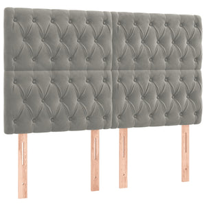 Κρεβάτι Boxspring με Στρώμα Ανοιχτό Γκρι 160x200 εκ. Βελούδινο