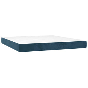 Κρεβάτι Boxspring με Στρώμα Σκούρο Μπλε 160x200 εκ. Βελούδινο - Pakobazaar