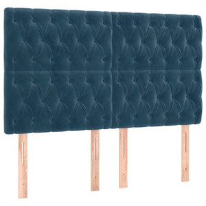 Κρεβάτι Boxspring με Στρώμα Σκούρο Μπλε 160x200 εκ. Βελούδινο - Pakobazaar