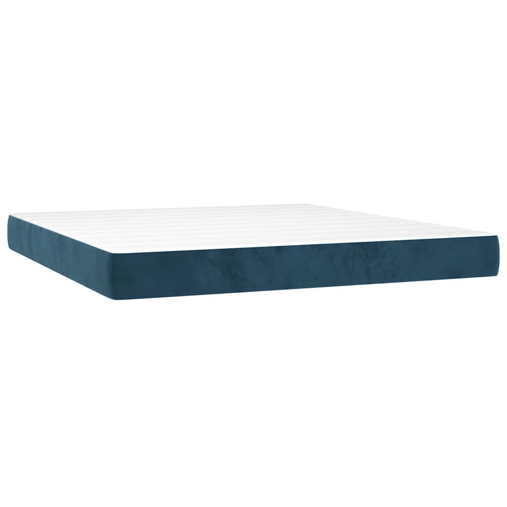 Κρεβάτι Boxspring με Στρώμα Σκούρο Μπλε 180x200 εκ. Βελούδινο