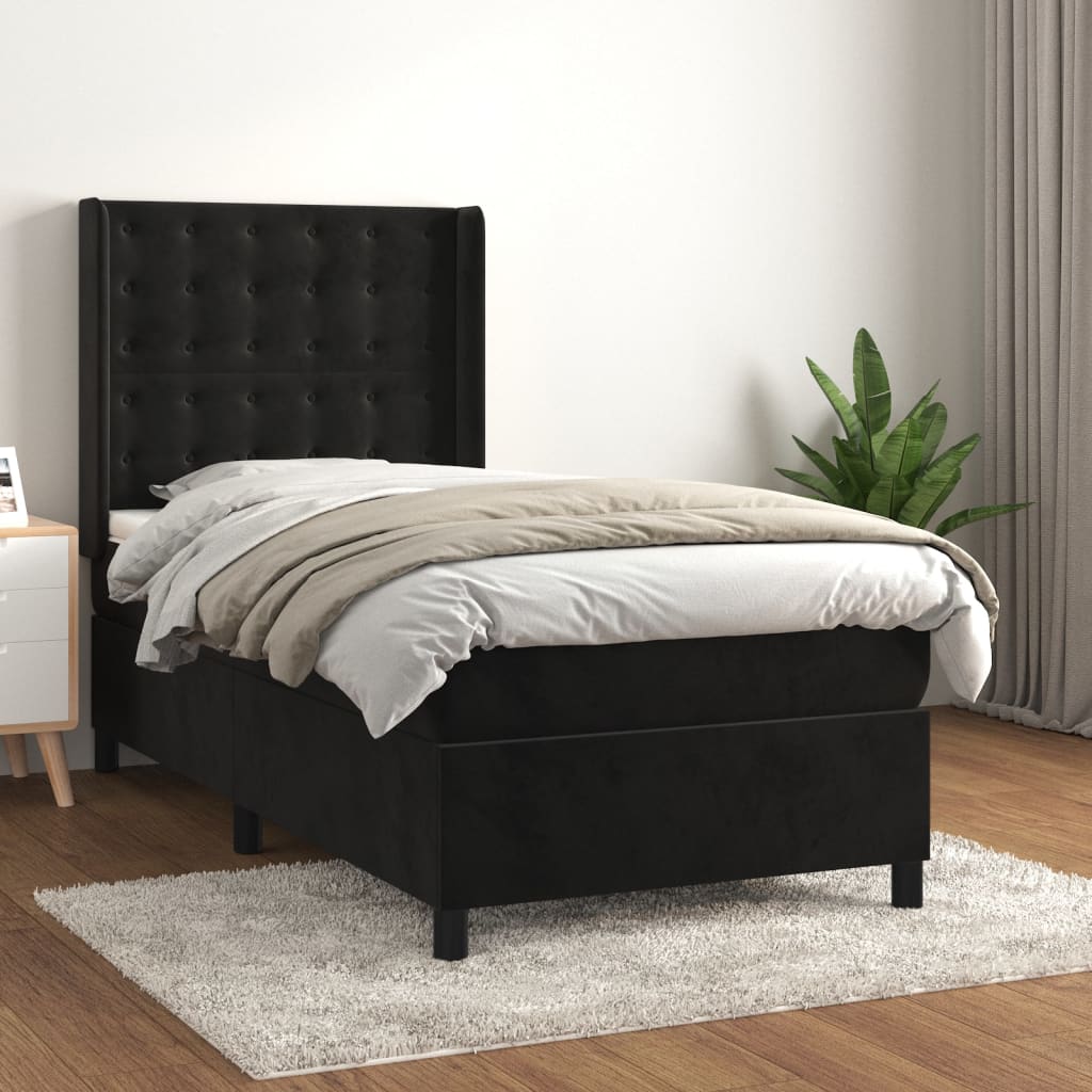 Κρεβάτι Boxspring με Στρώμα Μαύρο 80 x 200 εκ. Βελούδινο - Pakobazaar
